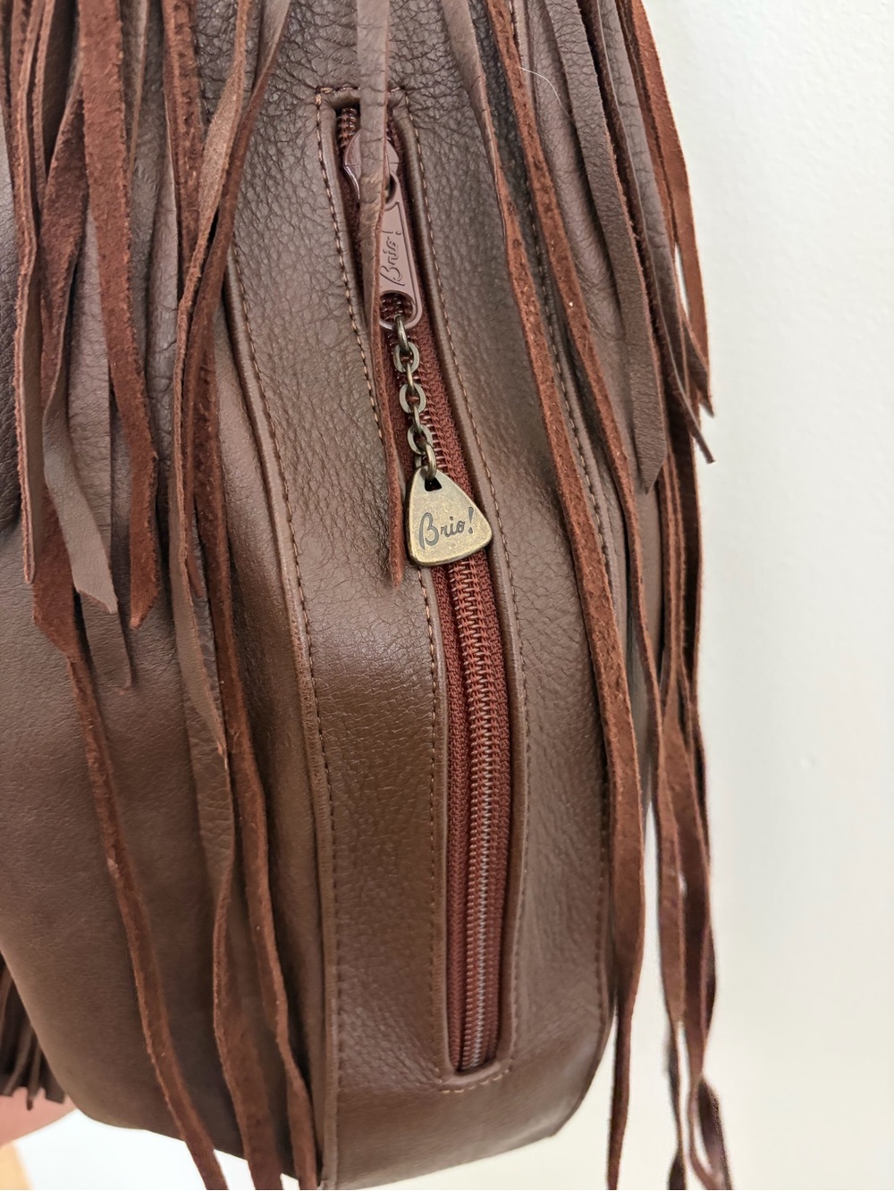 Brown Deerskin Leather Fringe Hobo Bag - Picture 5 of 11